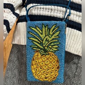 Beaded crossbody bag, bamboo trading pineapple club bag.